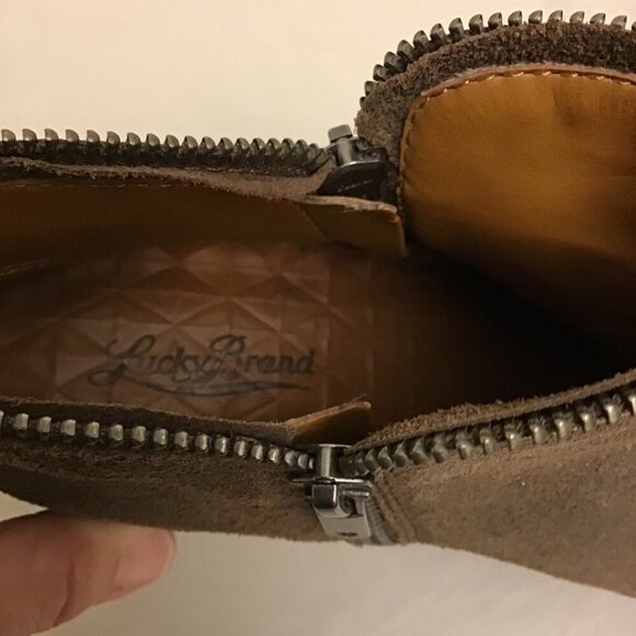 Lucky Brand 7.5 Bartalino Women’s Booties Suede Leather Ankle Boots Brown - Picture 8 of 12